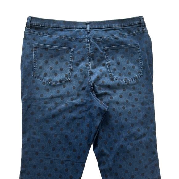 Denim&Co Jeans Blue Black Polka Dots Pull On Denim Jeans Plus Size 22W NEW - Picture 6 of 10